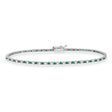 Alternating Diamond & Emerald Eternity Tennis Bracelet 14K White Gold (1.91ct)