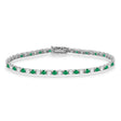 Alternating Diamond & Emerald Eternity Tennis Bracelet 14K White Gold (4.73ct)