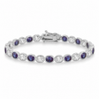 Alternating Oval Diamond & 7x5mm Lab Alexandrite Eternity Tennis Bracelet 18K White Gold