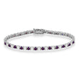 Alternating Diamond & Lab Alexandrite Eternity Tennis Bracelet 14K White Gold (8.37ct)