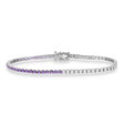 Diamond & Amethyst Eternity Tennis Bracelet 14K White Gold (2.64ct)