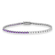 Diamond & Amethyst Eternity Tennis Bracelet 14K White Gold (4.13ct)