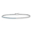 Diamond &  Aquamarine Eternity Tennis Bracelet 14K White Gold (2.03ct)