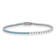 Diamond &  Aquamarine Eternity Tennis Bracelet 14K White Gold (4.42ct)