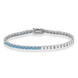 Diamond &  Aquamarine Eternity Tennis Bracelet 14K White Gold (6.86ct)