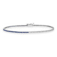 Lab Grown Diamond & Blue Sapphire Eternity Tennis Bracelet 14K White Gold (0.97ct)