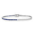 Lab  Diamond & Blue Sapphire Eternity Tennis Bracelet 14K White Gold (3.20ct)