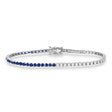 Lab Grown Diamond & Blue Sapphire Eternity Tennis Bracelet 14K White Gold (4.29ct)