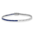 Lab  Diamond & Blue Sapphire Eternity Tennis Bracelet 14K White Gold (5.00ct)