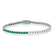 Lab  Diamond & Emerald Eternity Tennis Bracelet 14K White Gold (5.17ct)