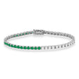 Diamond & Emerald Eternity Tennis Bracelet 14K White Gold (6.52ct)
