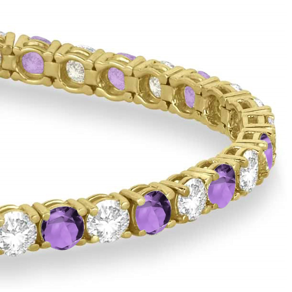 Alternating Diamond & Amethyst Eternity Bracelet 14K Yellow Gold (11.87ct)