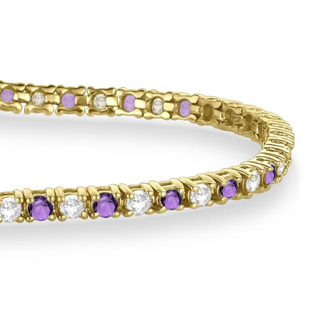 Alternating Diamond & Amethyst Eternity Bracelet 14K Yellow Gold (3.73ct)