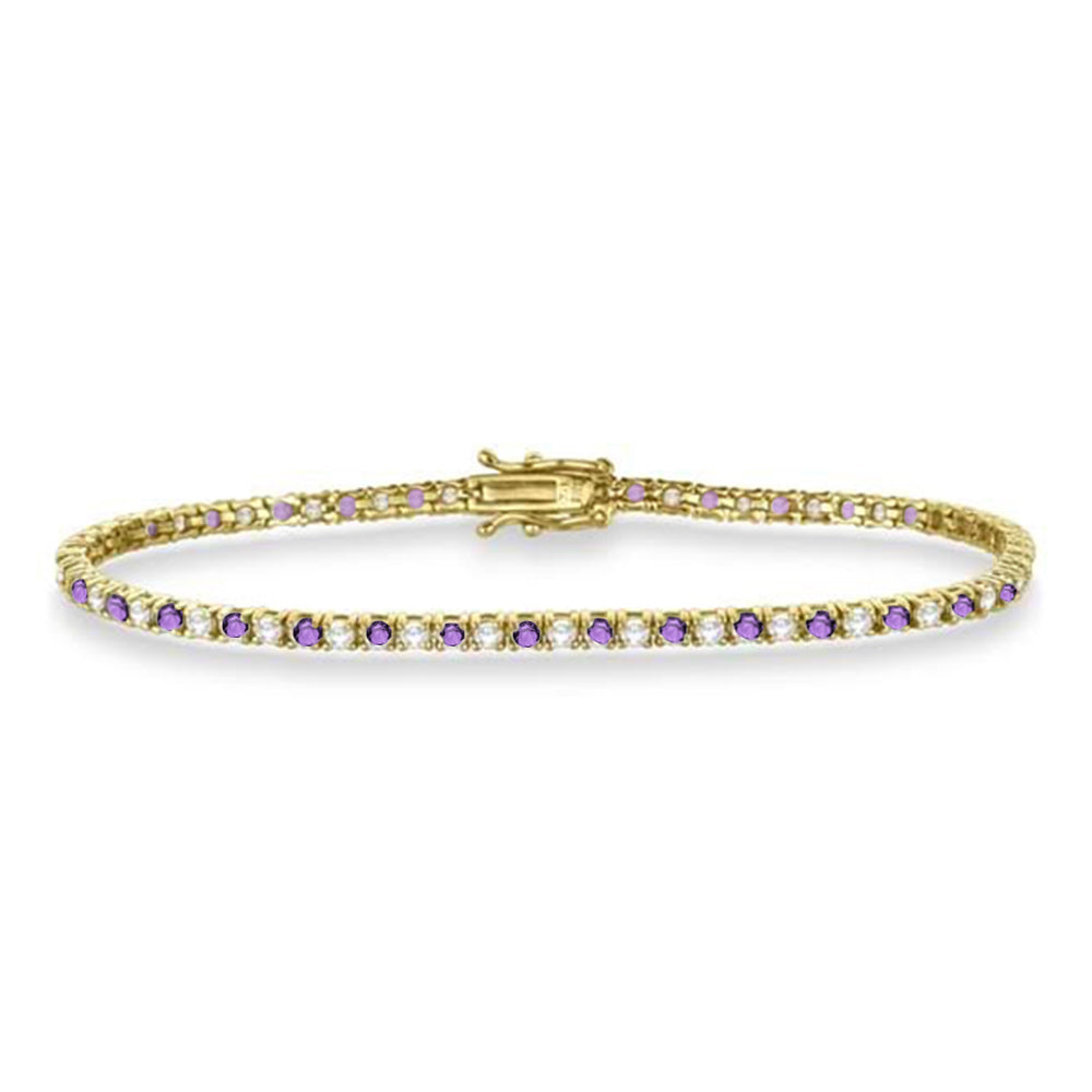 Alternating Diamond & Amethyst Eternity Bracelet 14K Yellow Gold (3.14ct)