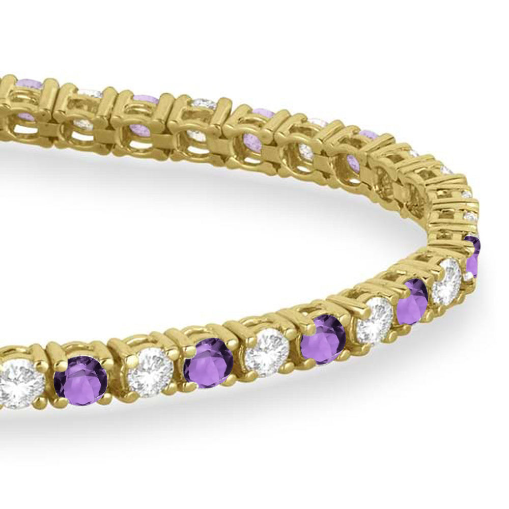 Alternating Diamond & Amethyst Eternity Bracelet 14K Yellow Gold (4.43ct)