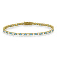 Alternating Diamond & Aquamarine Eternity Tennis Bracelet 14K Yellow Gold (5.36ct)