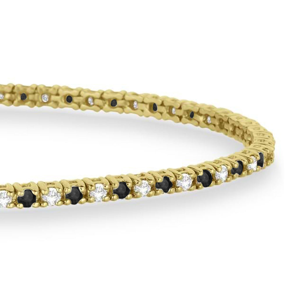 Alternating Diamond & Black Diamond Eternity Bracelet 14K Yellow Gold (1.00ct)