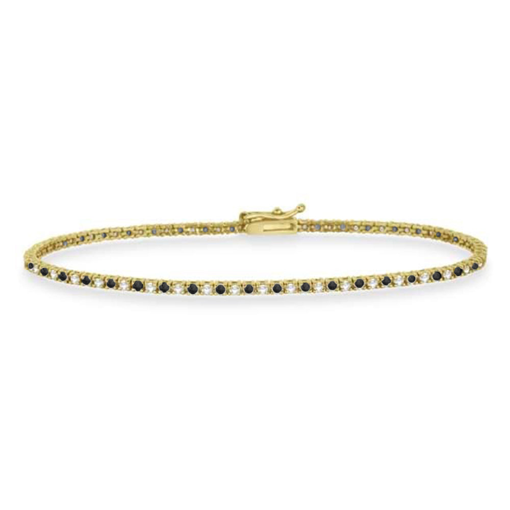 Alternating Diamond & Black Diamond Eternity Bracelet 14K Yellow Gold (2.10ct)