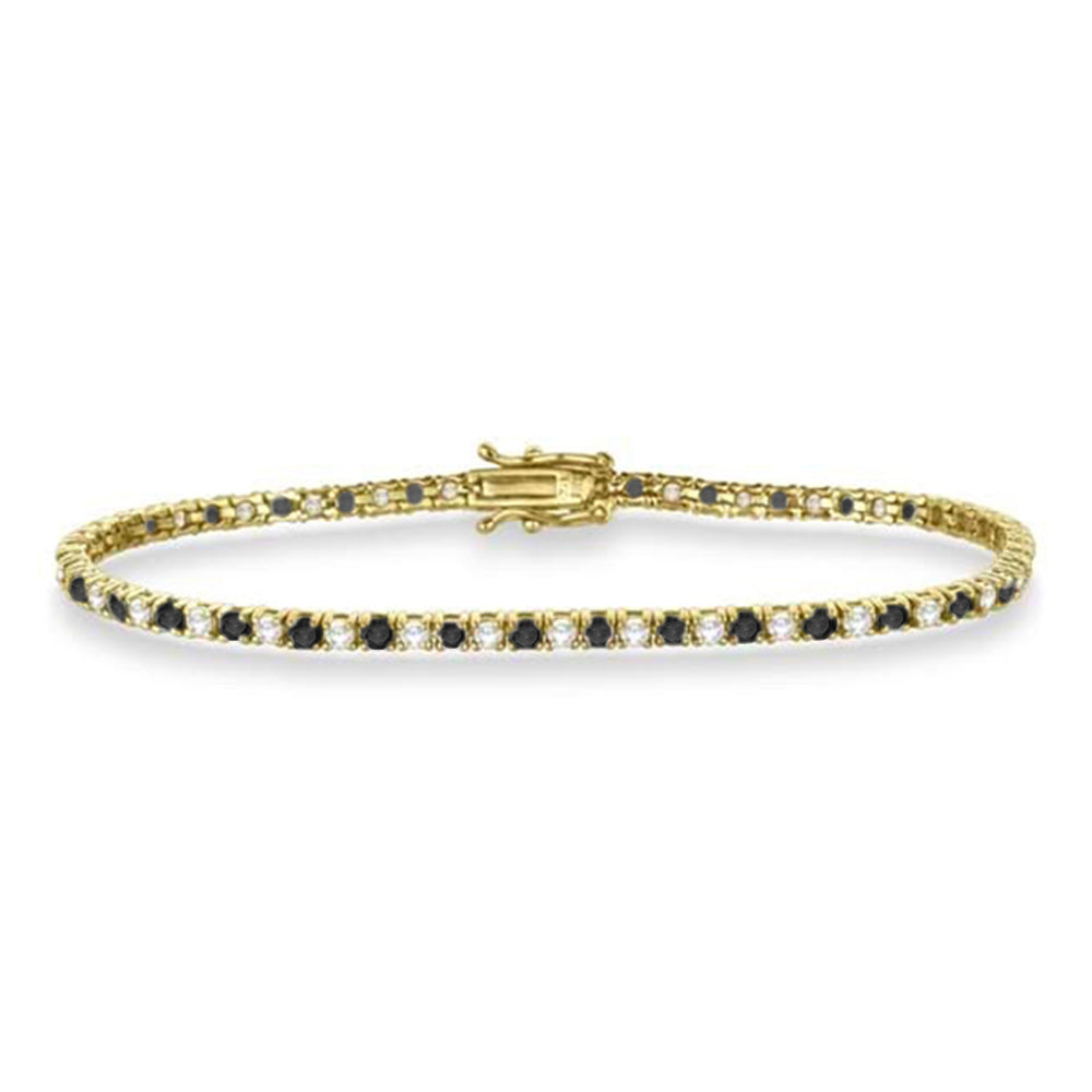 Alternating Diamond & Black Diamond Eternity Bracelet 14K Yellow Gold (3.51ct)