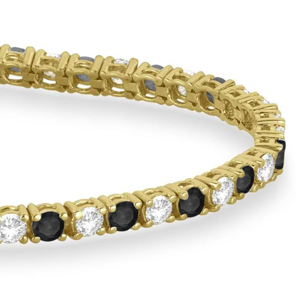 Alternating Diamond & Black Diamond Eternity Bracelet 14K Yellow Gold (8.37ct)