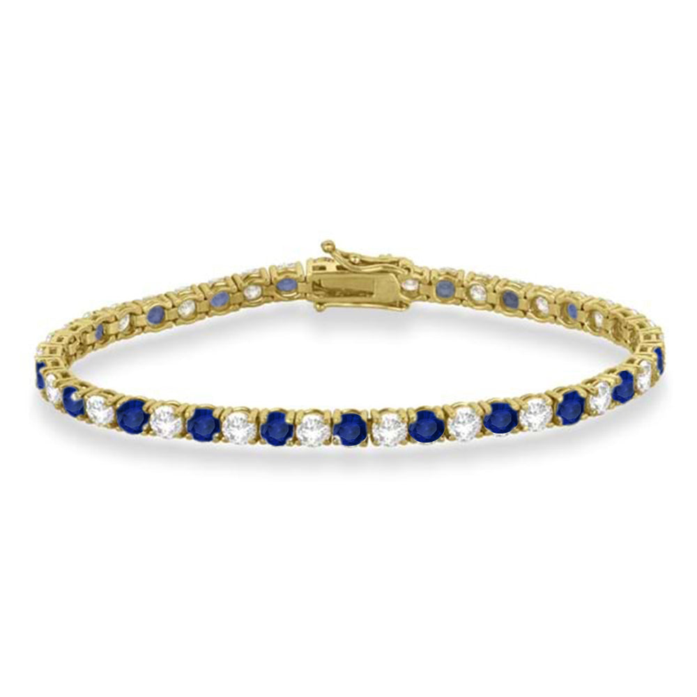 Alternating Diamond & Blue Sapphire Eternity Bracelet 14K Yellow Gold (11.87ct)