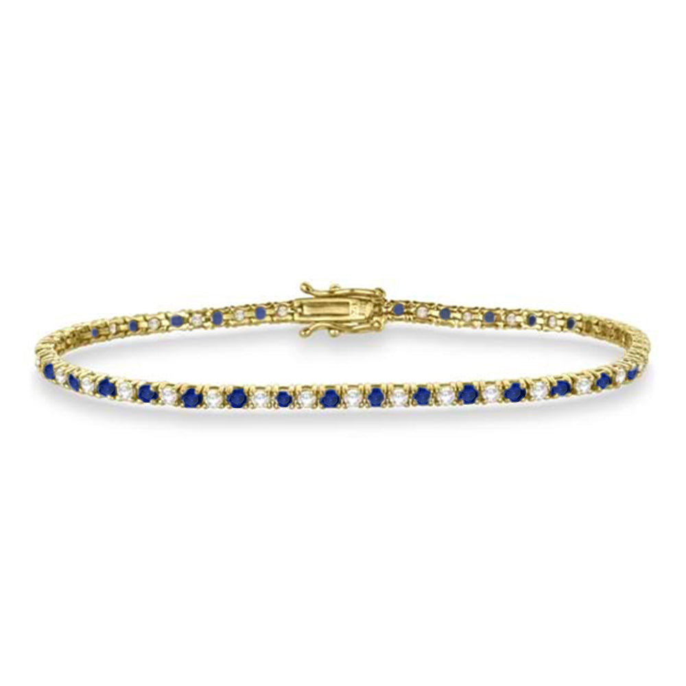 Alternating Diamond & Blue Sapphire Eternity Bracelet 14K Yellow Gold (3.47ct)