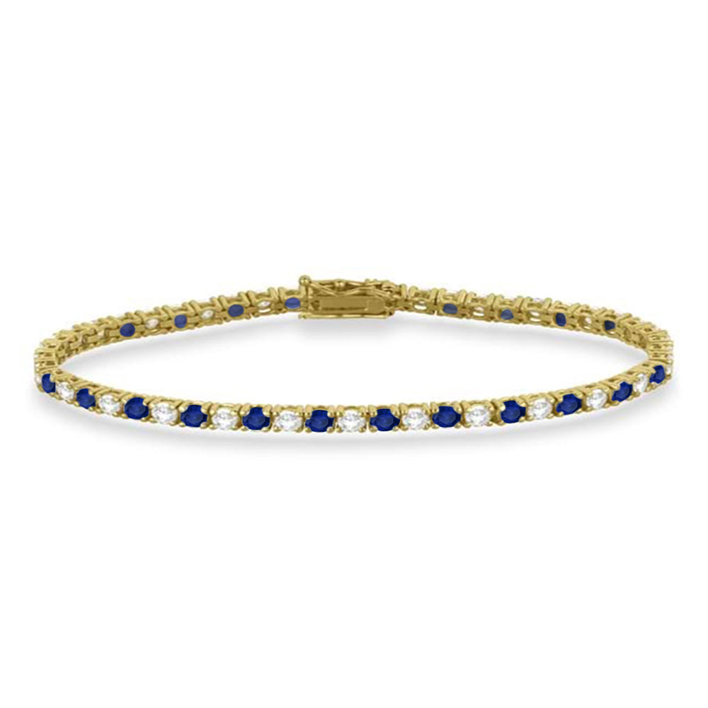 Alternating Diamond & Blue Sapphire Eternity Bracelet 14K Yellow Gold (4.39ct)