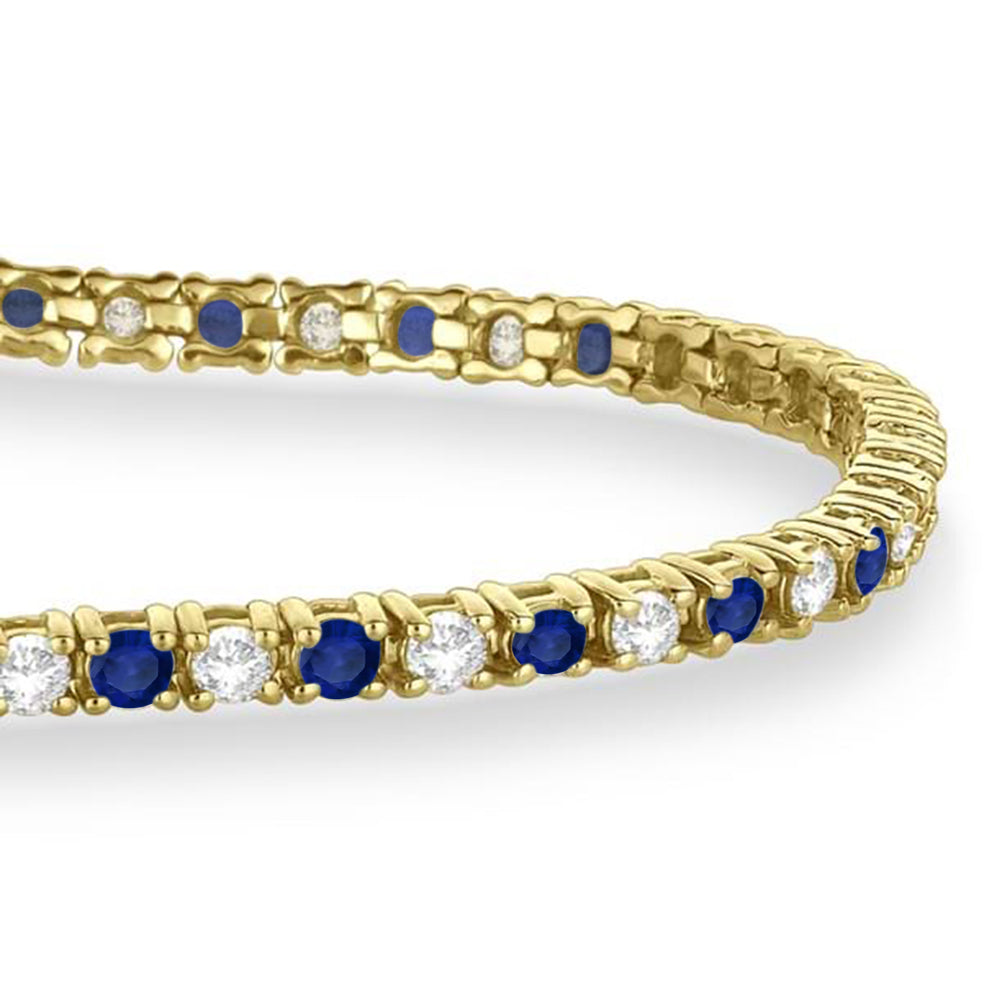Alternating Diamond & Blue Sapphire Eternity Bracelet 14K Yellow Gold (4.39ct)