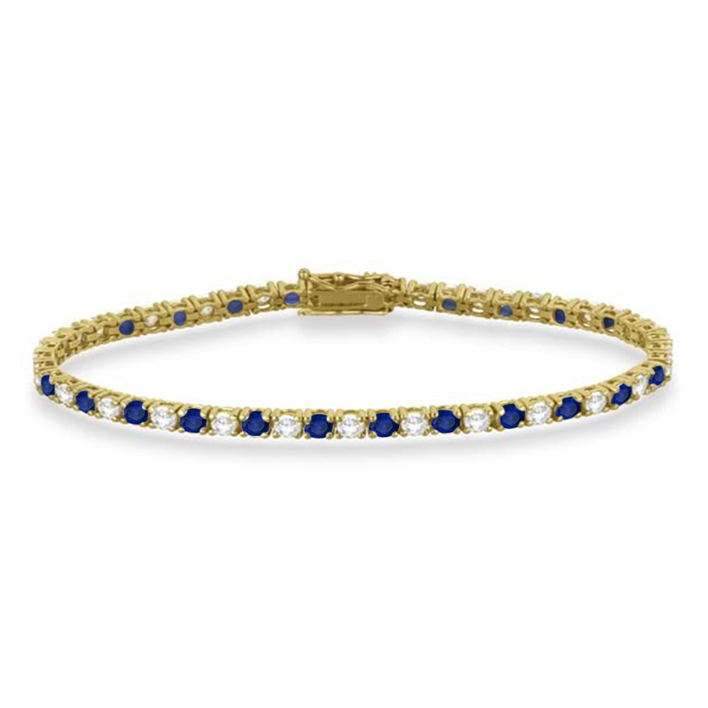 Alternating Diamond & Blue Sapphire Eternity Bracelet 14K Yellow Gold (5.03ct)
