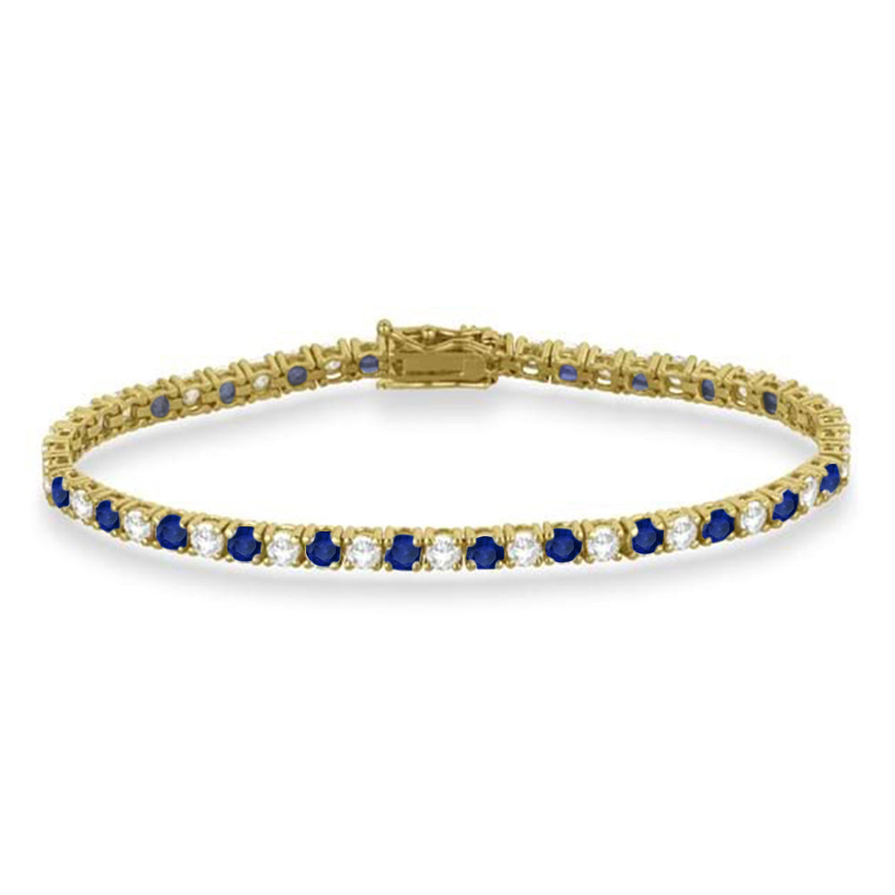 Alternating Diamond & Blue Sapphire Eternity Bracelet 14K Yellow Gold (8.37ct)