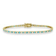 Alternating Diamond & Blue Topaz Eternity Tennis Bracelet 14K Yellow Gold (3.46ct)