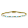 Alternating Diamond & Blue Topaz Eternity Tennis Bracelet 14K Yellow Gold (4.71ct)