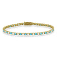 Alternating Diamond & Blue Topaz Eternity Tennis Bracelet 14K Yellow Gold (5.33ct)