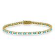 Alternating Diamond & Blue Topaz Eternity Tennis Bracelet 14K Yellow Gold (6.39ct)