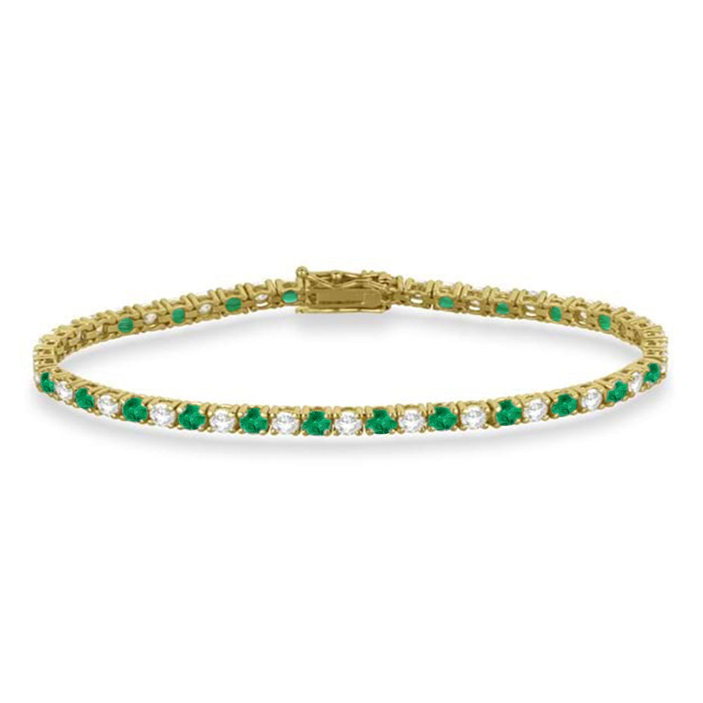 Alternating Diamond & Emerald Eternity Tennis Bracelet 14K Yellow Gold (4.73ct)