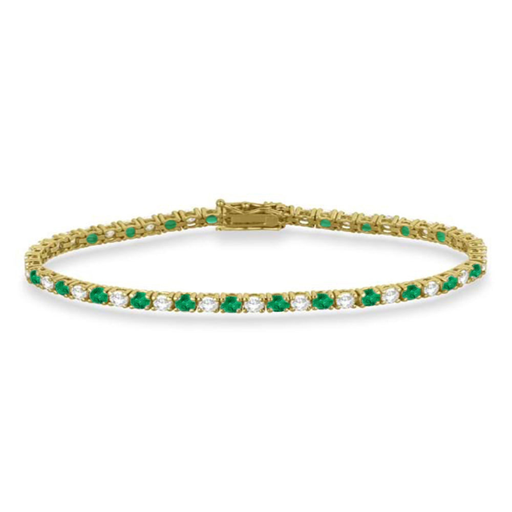 Alternating Diamond & Emerald Eternity Tennis Bracelet 14K Yellow Gold (4.06ct)