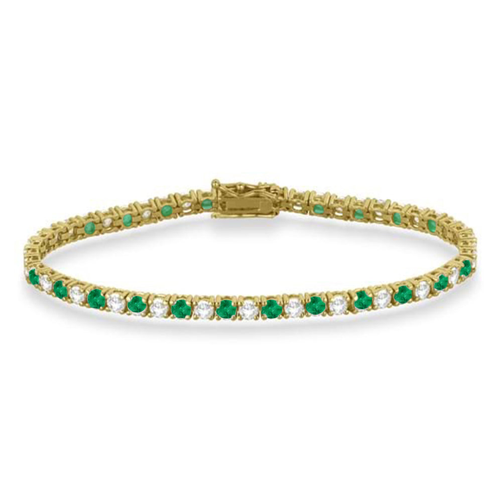 Alternating Diamond & Emerald Eternity Tennis Bracelet 14K Yellow Gold (8.37ct)