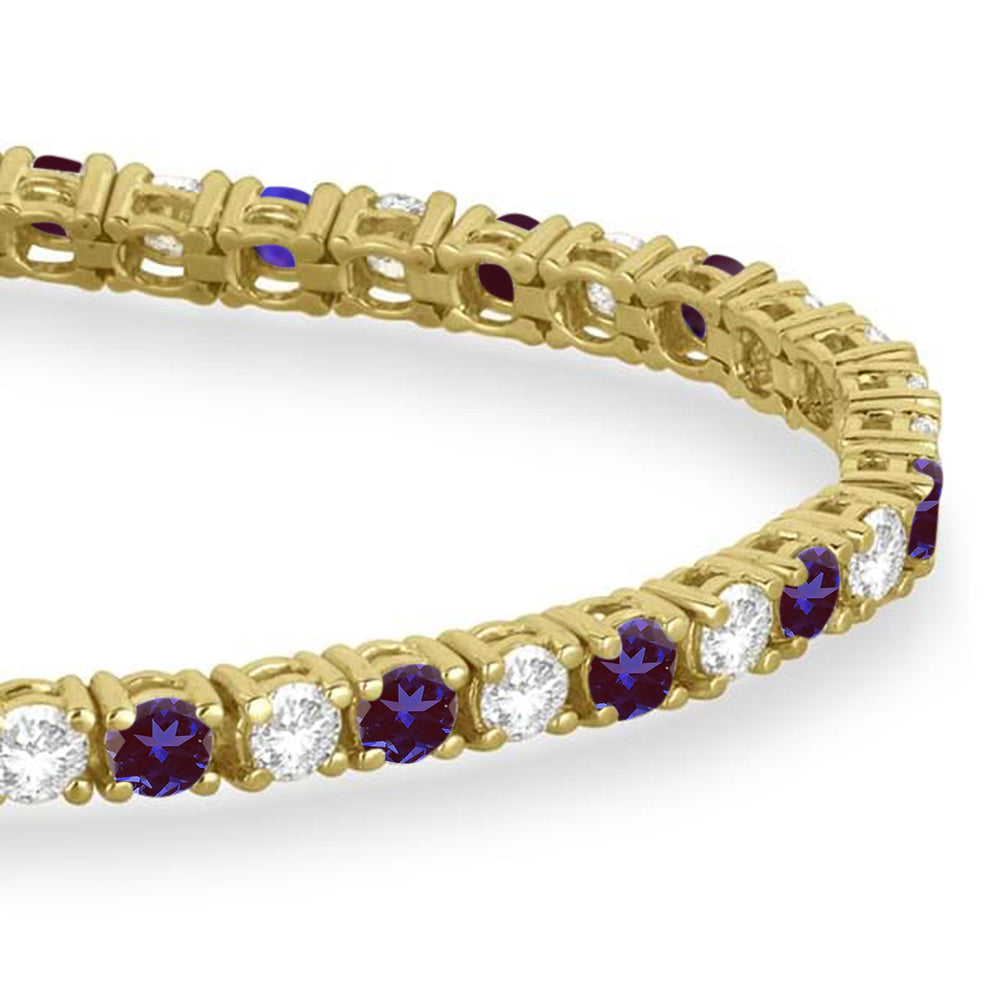Alternating Diamond & Lab Alexandrite Eternity Tennis Bracelet 14K Yellow Gold (8.37ct)
