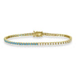 Diamond &  Aquamarine Eternity Tennis Bracelet 14K Yellow Gold (3.76ct)