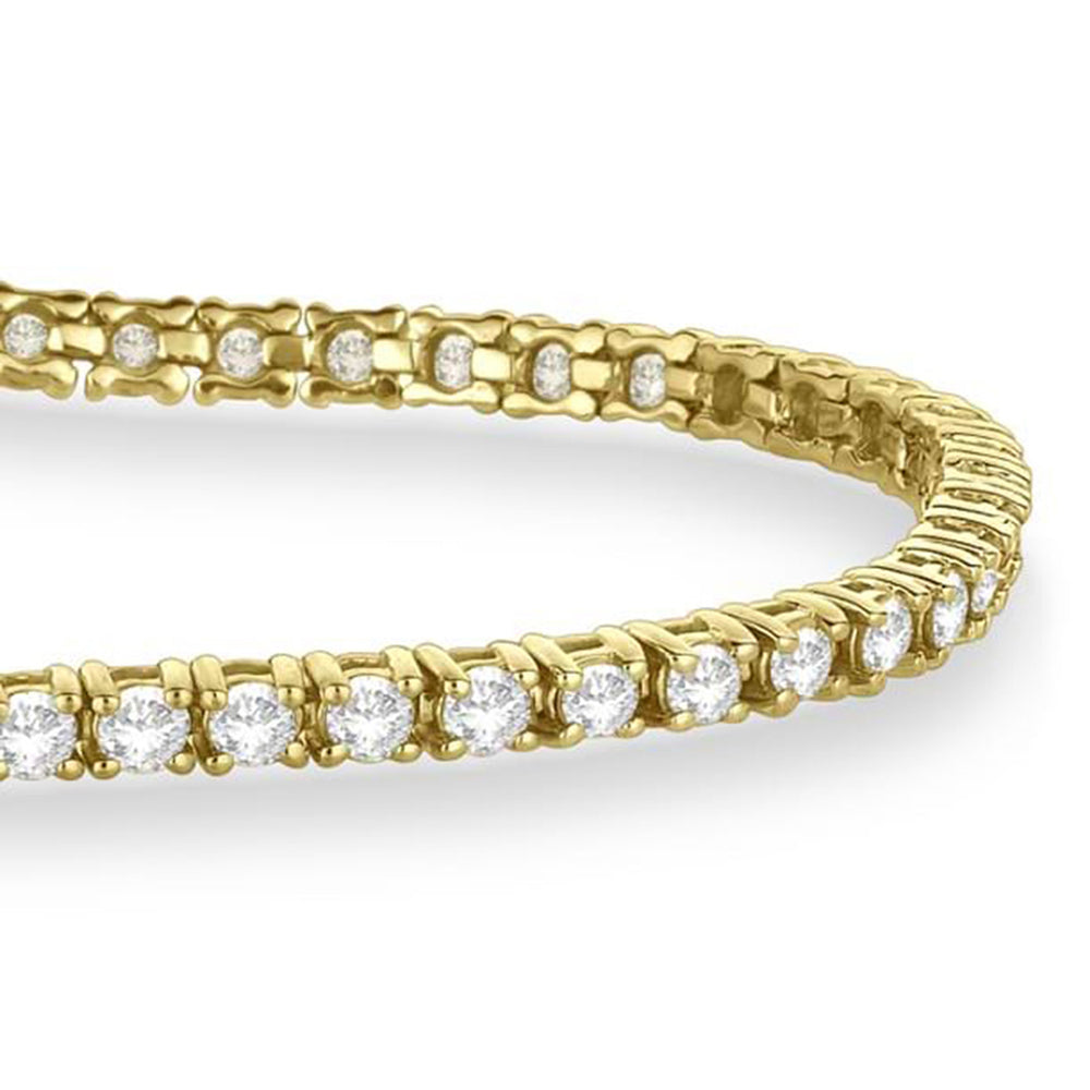 Diamond &  Aquamarine Eternity Tennis Bracelet 14K Yellow Gold (3.76ct)