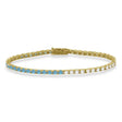 Diamond &  Aquamarine Eternity Tennis Bracelet 14K Yellow Gold (4.42ct)