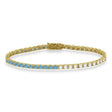 Diamond &  Aquamarine Eternity Tennis Bracelet 14K Yellow Gold (5.49ct)