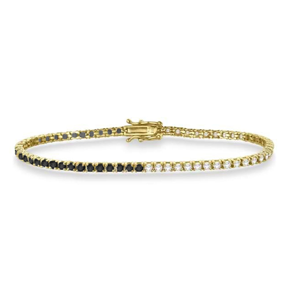 Diamond & Black Diamond Eternity Tennis Bracelet 14K Yellow Gold (3.00ct)