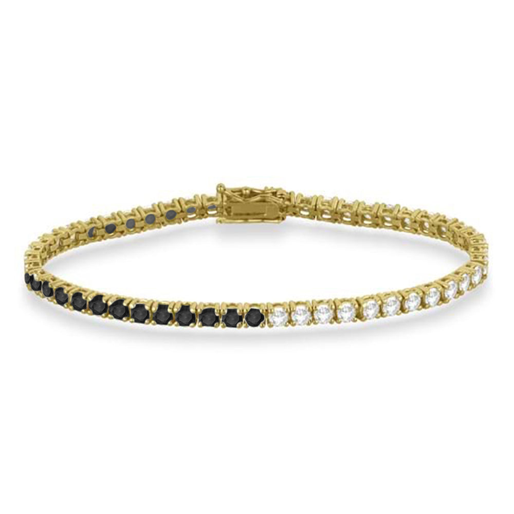 Diamond & Black Diamond Eternity Tennis Bracelet 14K Yellow Gold (7.08ct)