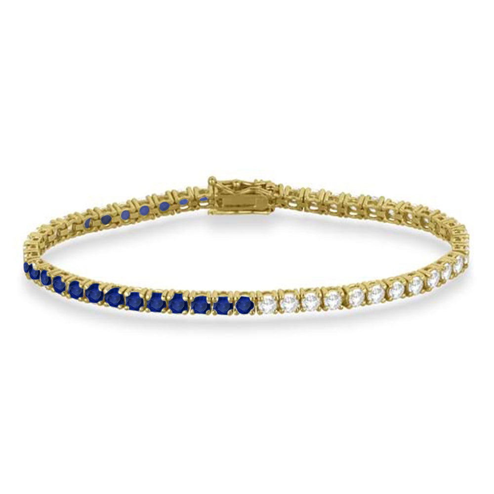 Diamond & Blue Sapphire Eternity Tennis Bracelet 14K Yellow Gold (7.90ct)
