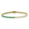 Diamond & Emerald Eternity Tennis Bracelet 14K Yellow Gold (5.17ct)