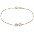 Diamond Sideways Mini Infinity Bracelet in 14k Rose Gold 0.15ct