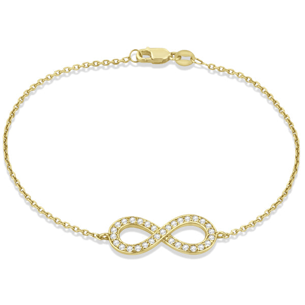 Diamond Sideways Large Infinity Bracelet in 14k Yellow Gold 0.40ct
