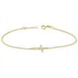 Diamond Accented Sideways Cross Bracelet in 14k Yellow Gold (0.10cts)