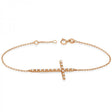 Sideways Cross Chain Bracelet & Diamond Accents 14k Rose Gold 0.20ct
